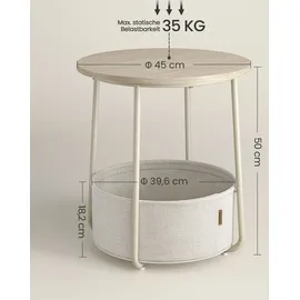 VASAGLE Beistelltisch mit Stoff-Korb Ø 45 cm