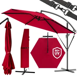 Kingsleeve Sonnenschirm Ø 330cm Rot mit UV-Schutz 50+ wasserabweisend Ampelschirm