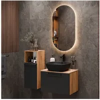 Planetmöbel Waschtischunterschrank Astra 60 cm gold eiche / anthrazit