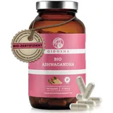 QIDOSHA Bio-Ashwagandha mit 600mg Kapseln, TESTSIEGER 08/23*, 1500 mg je Tagesportion, 180 Kapseln im Glas, Ashwagandha hochdosiert, Withania Somnifera (Schlafbeere), laborgeprüft à 180 St., 129 g