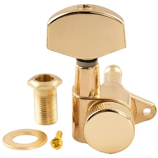 Musiclily Pro 15:1 Ratio Einzel Locking Mechanik Tuner Bass Seite Tuning Peg Key mit Großer Hex Button Rechtwinklige Schraube für Akustik E-Gitarre, Gold