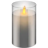 goobay LED Echtwachskerze im Glas 12,5 cm grau