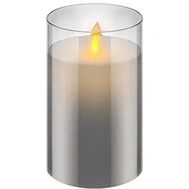 goobay LED Echtwachskerze im Glas 12,5 cm grau