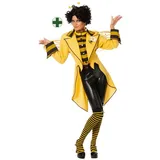 Karneval-Klamotten Kostüm Biene Damen Bienenfrack mit Flügel und Haarreif, Bienenkönigin Bienchen Wespe Tier Damenkostüm Frauenkostüm Karneval gelb|schwarz 48