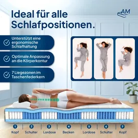 AM Qualitätsmatratzen Taschenfederkernmatratze 100 x 200 cm H2