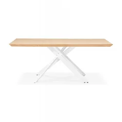 Esstisch aus Holz mit X-Bein Metallgestell  Esszimmertisch mit Naturfarbener Tischplatte  Moderner Industrie Stil  Kadima Design