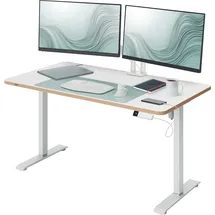 Leitz Ergo 67700001 elektrisch höhenverstellbarer Schreibtisch weiß rechteckig abgerundet, T-Fuß-Gestell weiß 120,0 x 70,0 cm mit Prämie nach Registrierung