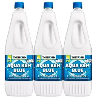 THETFORD Thetford Aqua Kem Blue 2 Liter Toilettenreiniger Sanitärflüssigkeit WC-Reiniger (Set, [3-St. 2 Liter Flasche Sanitärflüssigkeit für die Toilette Thetford, Aqua Kem Blue, 2 Liter, Für Campingtoiletten)