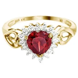 Fingerring »Schmuck Geschenk Gold 333 Damenring Goldring Edelstein Farbstein«, mit Granat, Zirkonia (synth.), 353817-19 gelbgoldfarben-rot-kristallweiß + rot-kristallweiß