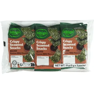 Bibigo Crispy Seaweed Snacks Korean BBQ 3er