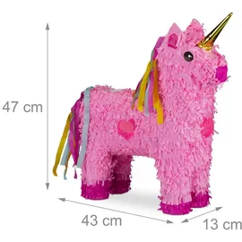 Relaxdays Piñata Einhorn 47 x 43 x 13 cm Rosa/Pink