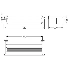 kwc aquarotter gmbh Medius Doppelhandtuchstange Edst. 600x122x220 mm