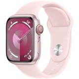 Apple Watch Series 9 GPS + Cellular 41 mm Aluminiumgehäuse rosé, Sportarmband hellrosa S/M