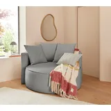 LeGer Home by Lena Gercke XXL-Sessel Isalie, Lesesessel, Loveseat, inklusive Zierkissen, extra große Sitzfläche, optional mit Hocker, Cord, Samt, Bouclé grau