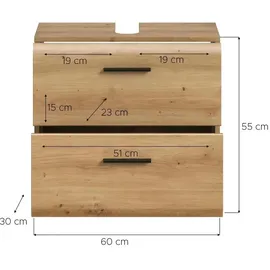 Möbel Boss Waschbeckenunterschrank 60 x 55 cm Holzfarben