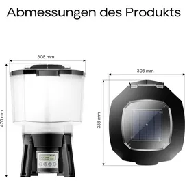 Wiltec SunSun CFF-212 Fischfutterautomat, programmierbarer Futterspender mit 12 Liter Behälter für 1 bis 6 Fütterungen pro Tag