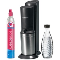 SodaStream Wassersprudler Crystal 3.0 Quick-Connect CO2-Zylinder und 1x Glaskaraffen, Silber, Schwarz/Titan, 45 cm