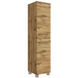 Badezimmer Hochschrank in Wildeiche Optik 130 cm hoch