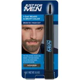 Just for Men 1-Tag-Bart- & Augenbrauenfarbe, Bart und Augenbrauen Männer, Temporäre Farbe, Für ein volleres, gut definiertes Aussehen, Bis zu 30 Anwendungen, Farbe Mittelbraun