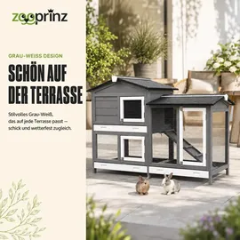 zooprinz Kleintierstall Rudy mit Auslauf 145 x 50 x 94 cm Grau