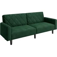 2-Sitzer Sofa mit Schlaffunktion, 159 cm Samt Stoffsofa, Kleines Schlafsofa, 140,5 x 94 cm Liegefläche, für Wohnzimmer/Schlafzimmer, Grün - Yaheetech