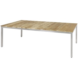 XXXLutz Zebra Gartentisch Naxos, Natur, Holz, Metall, Recyclingholz, Teakholz, massiv, Hartholz, rechteckig, eckig, 100x75x220 cm, Gartenmöbel, Gartentische, Gartentische