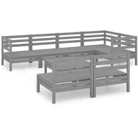 vidaXL 8-tlg Garten-Lounge-Set Massivholz Kiefer Grau