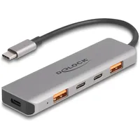 DeLock 64302 USB-C®, 5 Ports), Dockingstation - USB 3.2 Gen 2 (3.1 Gen 2) Type-C, Grau