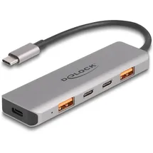 DeLock 64302 USB-C®, 5 Ports), Dockingstation - USB 3.2 Gen 2 (3.1 Gen 2) Type-C, Grau