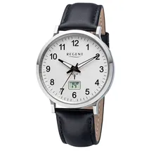 REGENT FR-295 Herren-Funkuhr Schwarz/Silberfarben Edelstahl 40 mm