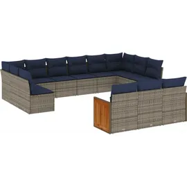 vidaXL Gartensofa-Set 13-tlg. grau Polyrattan