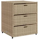 vidaXL Gartenschrank, Geräteschrank mit viel Stauraum, Beistellschrank Schrank mit Türen, Balkonschrank Terrassenschrank, Beige Poly Rattan