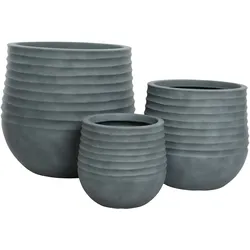Decoris 3 Blumentöpfe 28-49cm Outdoor - Kunststoff Pflanzenkübel Blumenkübel außen Pflanzen Blumen Übertopf Pflanzentopf Pflanzgefäß für draußen Garten Grau