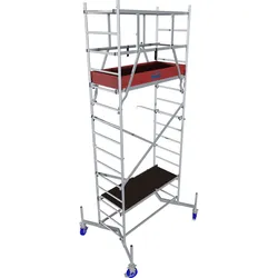 Arbeitsgerüst KRAUSE "ClimTec System", grau (aluminiumfarben), B:145cm H:400cm, Aluminium, Gerüste, Komplettgerüst, inkl. 1 Aufstockung und Fahrrollensatz