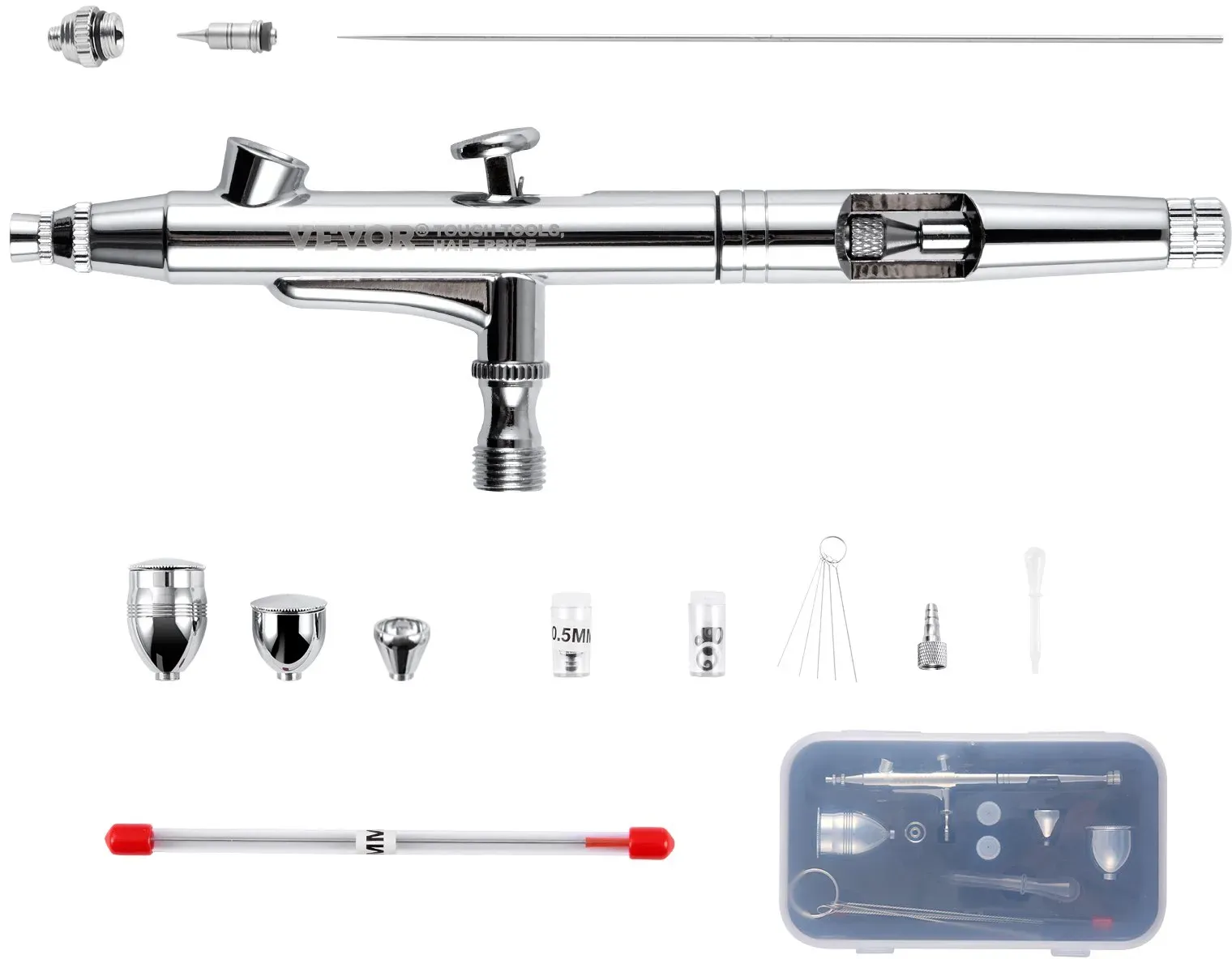 VEVOR Airbrush-Pistole, 0,3 mm und 0,5 mm Dual Action Gravity Feed Airbrush, Airbrush-Set mit 2/7/12 ml Kupferbechern & Reinigungszubehör, Airbrush-Pistole zum Bemalen von Modellen, Kuchen