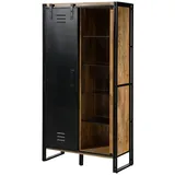 Massivmoebel24 Wohnzimmerschrank Mango 105x45x195 natur klar lackiert / Metall schwarz BLACKBURN #104 - 2 Jahre Gewährleistung - mind. 14 Tage Rückgaberecht - Beige