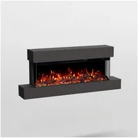 GF Core Elektrokamin Cobalt Wall Wandkamin mit 3D Feuer und Heizung (Thermostat), Elektrischer Kamin mit APP Steuerung, Heizleistung (900- 1800 W) grau 36 cm
