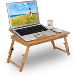 GOTOTOP Bambus Laptoptisch verstellbare Bambus Bettständer für Schlafzimmer faltbar Schreibtisch Laptop Leseablage höhenverstellbar klappbarer Notebook-Schreibtisch 50x30x20cm