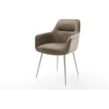 DELIFE Polsterstuhl Pejo-Flex, 4-Fuß konisch Edelstahl Mikrofaser Taupe Vintage Taschenfederkern grau