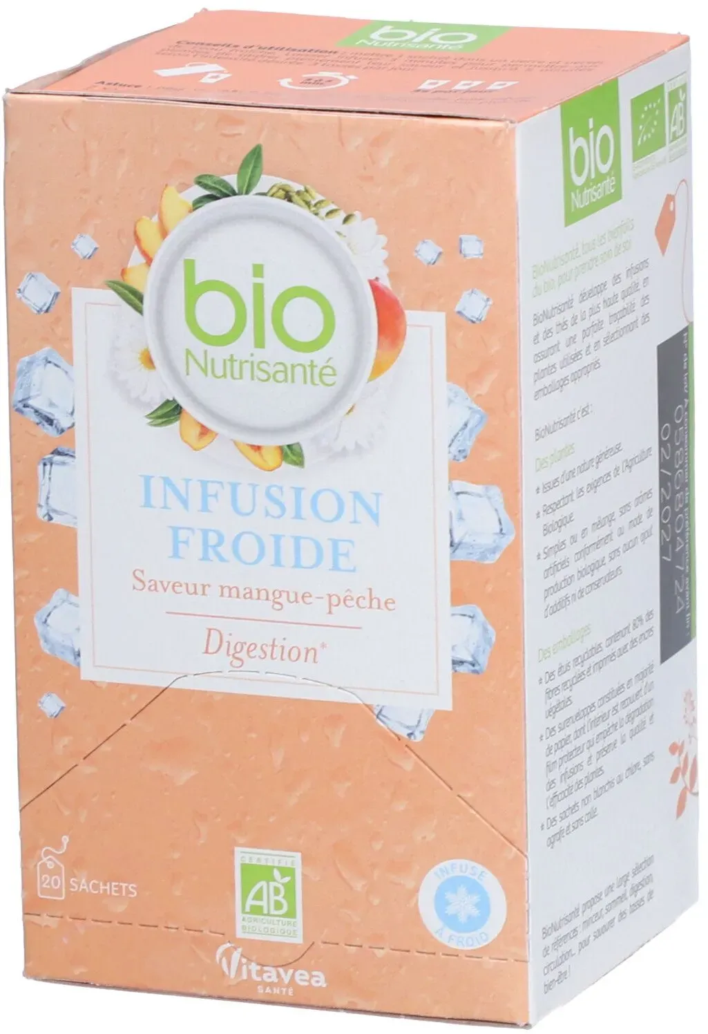 Nutrisanté Bio Kalter Kräutertee Mango-Pfirsich Geschmack Verdauung