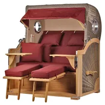 bene living bene,iving Strandkorb Komplettset Königssee Teak Bullauge PE Grau Modell 550