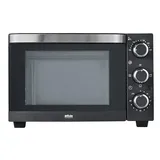 Silva Schneider MB 1600 Minibackofen, 15 L, schwarz, 1200 Watt, Temperaturr. 100-230 °C, Timer, 4 Stufen-Regler, Edelstahlheizelemente, Doppelglastür, emailliertes Back-/Krümelblech, Backrost & Griff