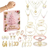 Schmuck-Adventskalender 2025, 24 Tage Weihnachts-Countdown-Kalender, inklusive Halskette, Ohrringe, Ring, Armband für Frau, Mutter, Freundin, Tochter, Schmuck-Advent für Mädchen