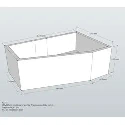 Badewannenträger für Hoesch Spectra 180×120 R rechts 180 × 120 × 48 cm