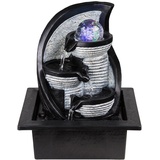 GLOBO Tischbrunnen mit Beleuchtung Farbwechsel Wasserspiel Zimmerbrunnen, Kunststoff schwarz grau braun, 1x RGB LED bunt, LxBxH 21x17,5x25,5 cm