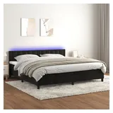 vidaXL Boxspringbett mit Matratze & LED Schwarz 200x200 cm Samt