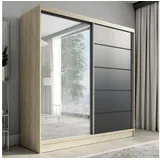 a&j möbelland Schwebetürenschrank Nero 200 x 215 x 59,5 cm Schwarz