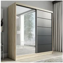 A&J MöbelLand Schwebetürenschrank Nero 200 x 215 x 59,5 cm Schwarz