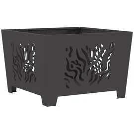 vidaXL Feuerstelle Quadrat Schwarz 60x60x40 cm Stahl, - vidaXL