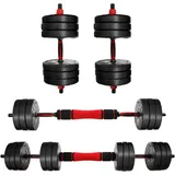 CCLIFE Hanteln Set 2er Kurzhanteln Langhanteln verstellbar 30 kg Hantelset professionell Dumbbell mit Verbindungsstahlrohr Gewichten